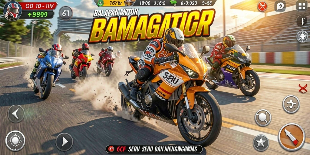 Tampilan balapan motor yang penuh aksi di 6CF.