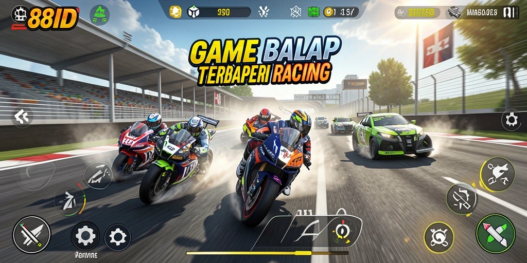 Tampilan gameplay balapan menegangkan di 88ID.