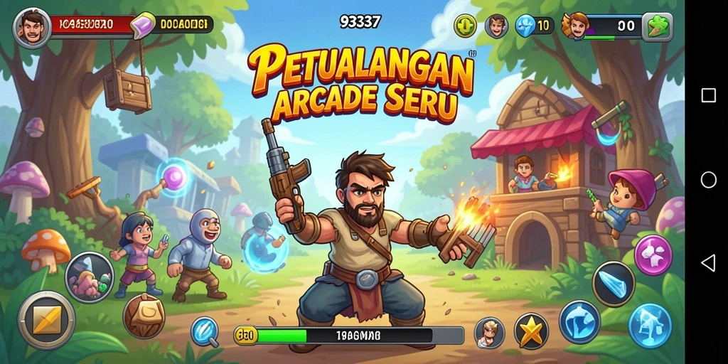 Tampilan gameplay seru dan penuh aksi di 93337.