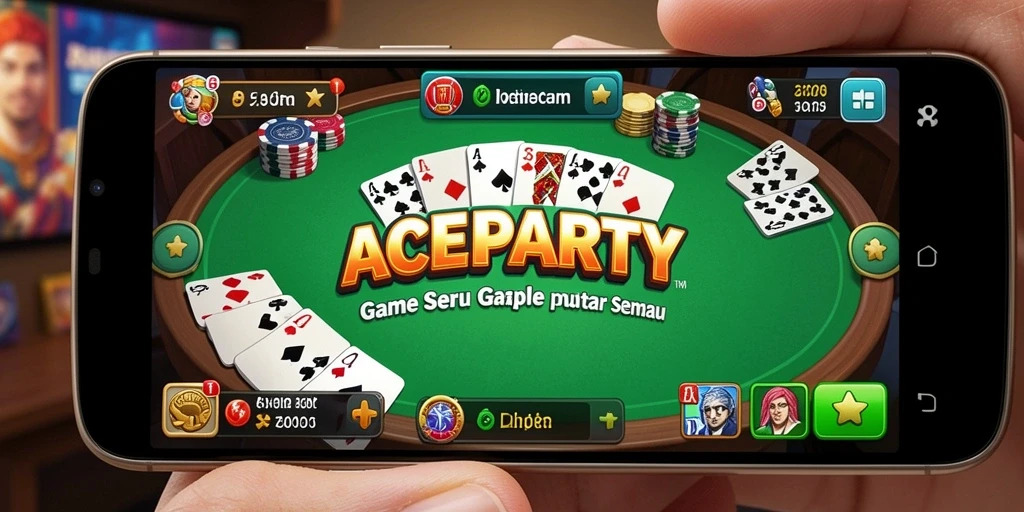 Screenshot ACEPARTY menampilkan gameplay seru Gaple dengan teman-teman.