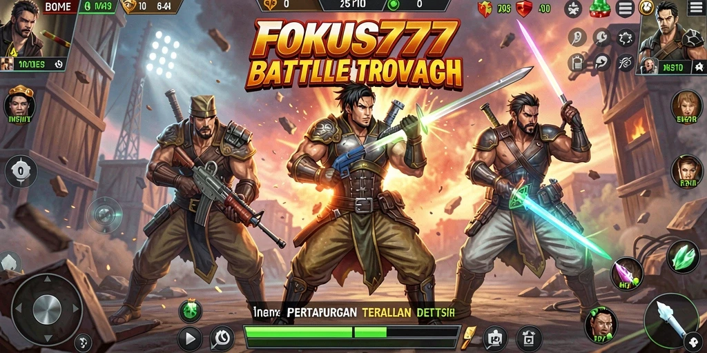 Screenshot gameplay FOKUS777 menampilkan aksi pertempuran yang mendebarkan.