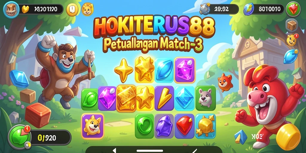 Tampilan gameplay HOKITERUS88 dengan karakter dan level menarik.