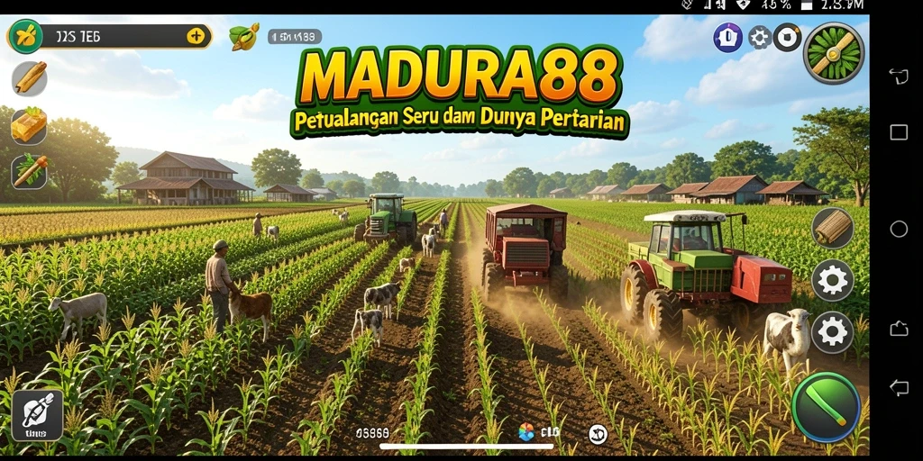 Screenshot gameplay MADURA88 menampilkan aktivitas bertani yang seru.