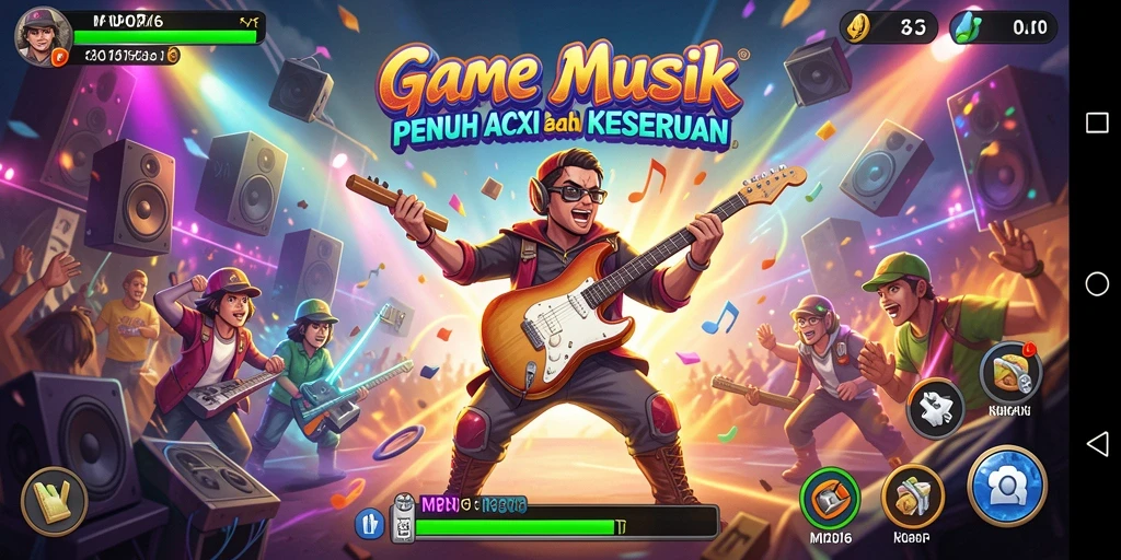 Gameplay MPO76 yang seru dan menantang di tengah irama musik.