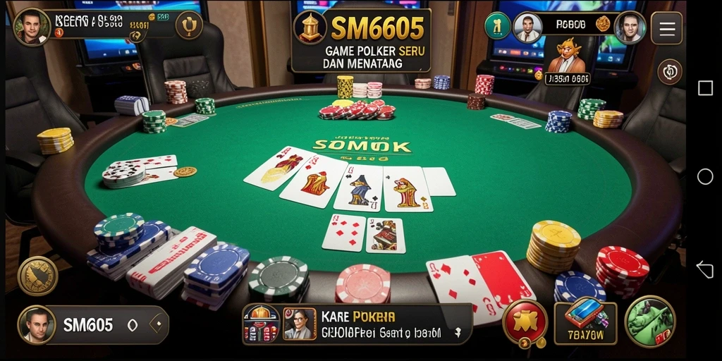 Tampilan gameplay seru di SM605, nikmati pengalaman Poker menegangkan.