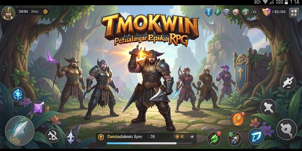 Tampilan gameplay TMOKWIN yang penuh aksi dan strategi RPG.