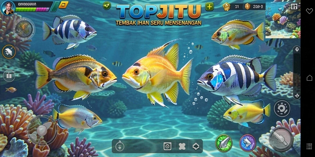 Tangkapan layar dari gameplay Tembak Ikan yang seru.